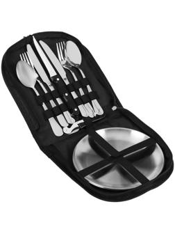 Набор для пикника , нержавеющая сталь (3 ножа,2 вилки,2 ложки,2 тарелки, открывашка)