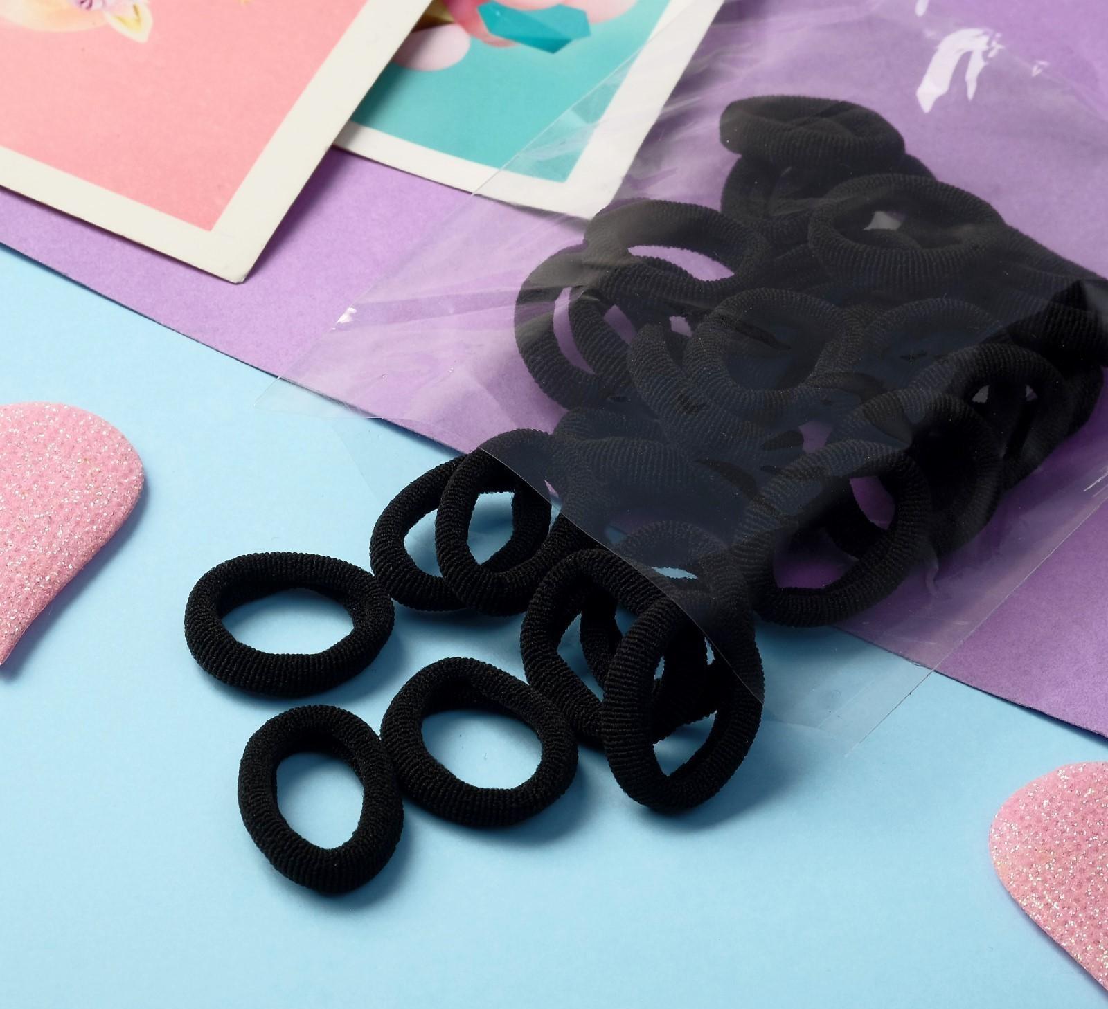 Резинка для волос «Выбражулька» (набор 30+-1 шт) d-1,4 см ассорти, чёрный