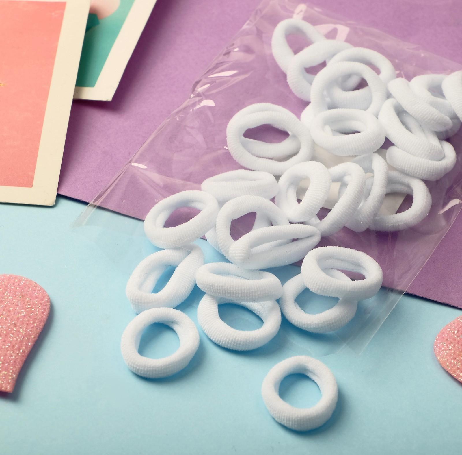 Резинка для волос «Выбражулька» (набор 30+-1 шт) d-1,4 см ассорти, белый