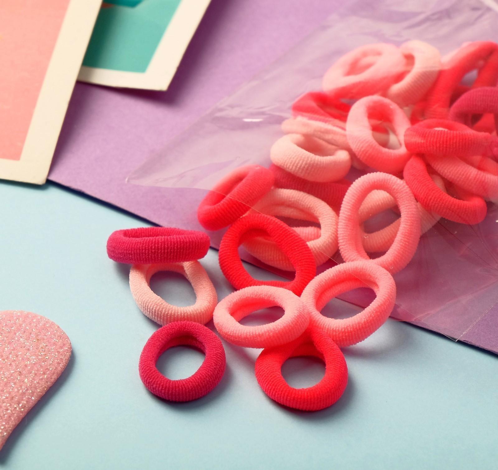 Резинка для волос«Выбражулька» (набор 30+-1 шт)  d-1,4 см ассорти, розовый