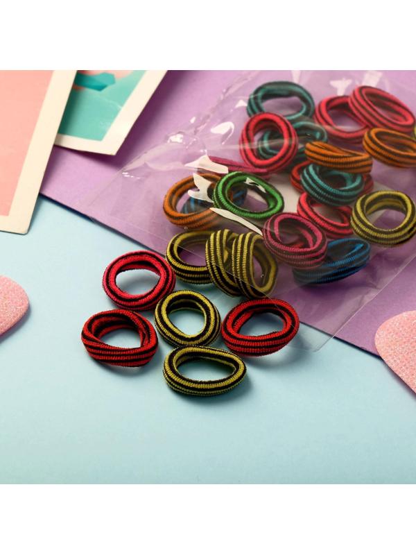 Резинка для волос «Выбражулька» (набор 30+-1 шт) d-1,4 см ассорти полосочки, микс