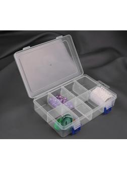 Органайзер для рукоделия, со съёмными ячейками, с подвесом, 8 отделений, 20 × 13,5 × 4,5 см, цвет прозрачный