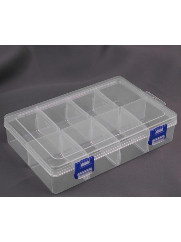 Органайзер для рукоделия, со съёмными ячейками, с подвесом, 8 отделений, 20 × 13,5 × 4,5 см, цвет прозрачный