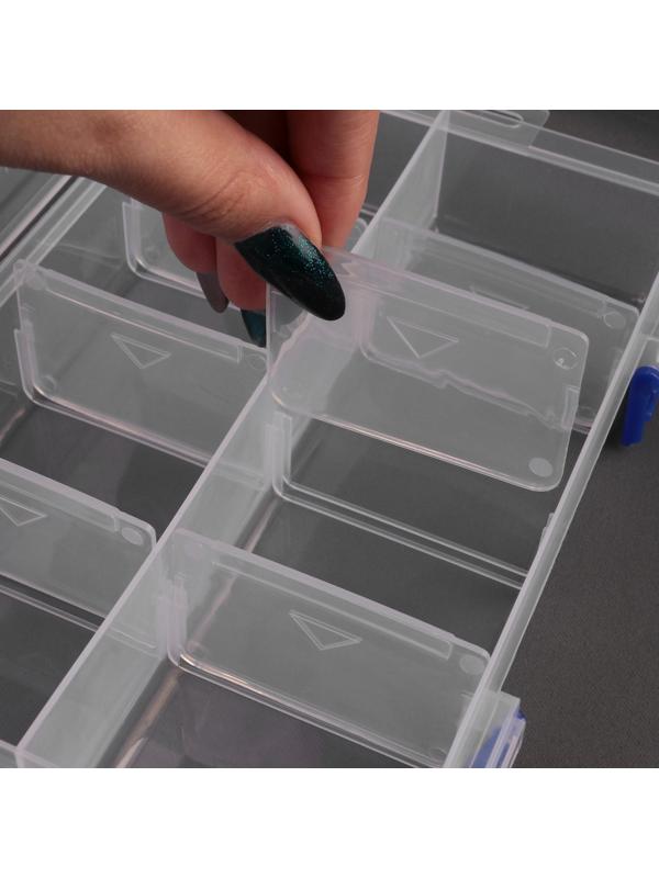 Органайзер для рукоделия, со съёмными ячейками, с подвесом, 8 отделений, 20 × 13,5 × 4,5 см, цвет прозрачный