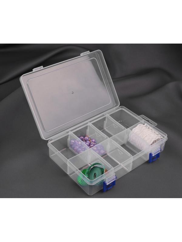 Органайзер для рукоделия, со съёмными ячейками, с подвесом, 8 отделений, 20 × 13,5 × 4,5 см, цвет прозрачный