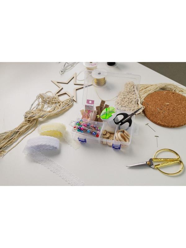 Органайзер для рукоделия, со съёмными ячейками, с подвесом, 8 отделений, 20 × 13,5 × 4,5 см, цвет прозрачный