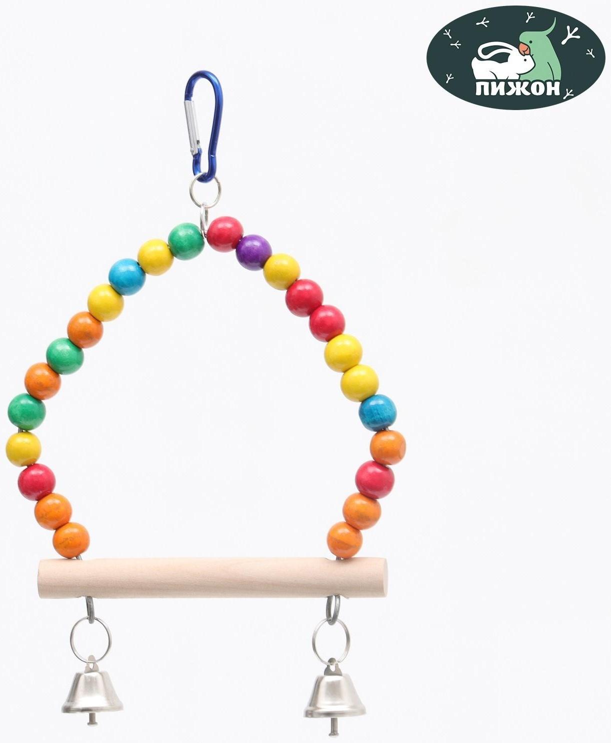 Качели для птиц с деревянной жердочкой 15 х 24 см, микс цветов