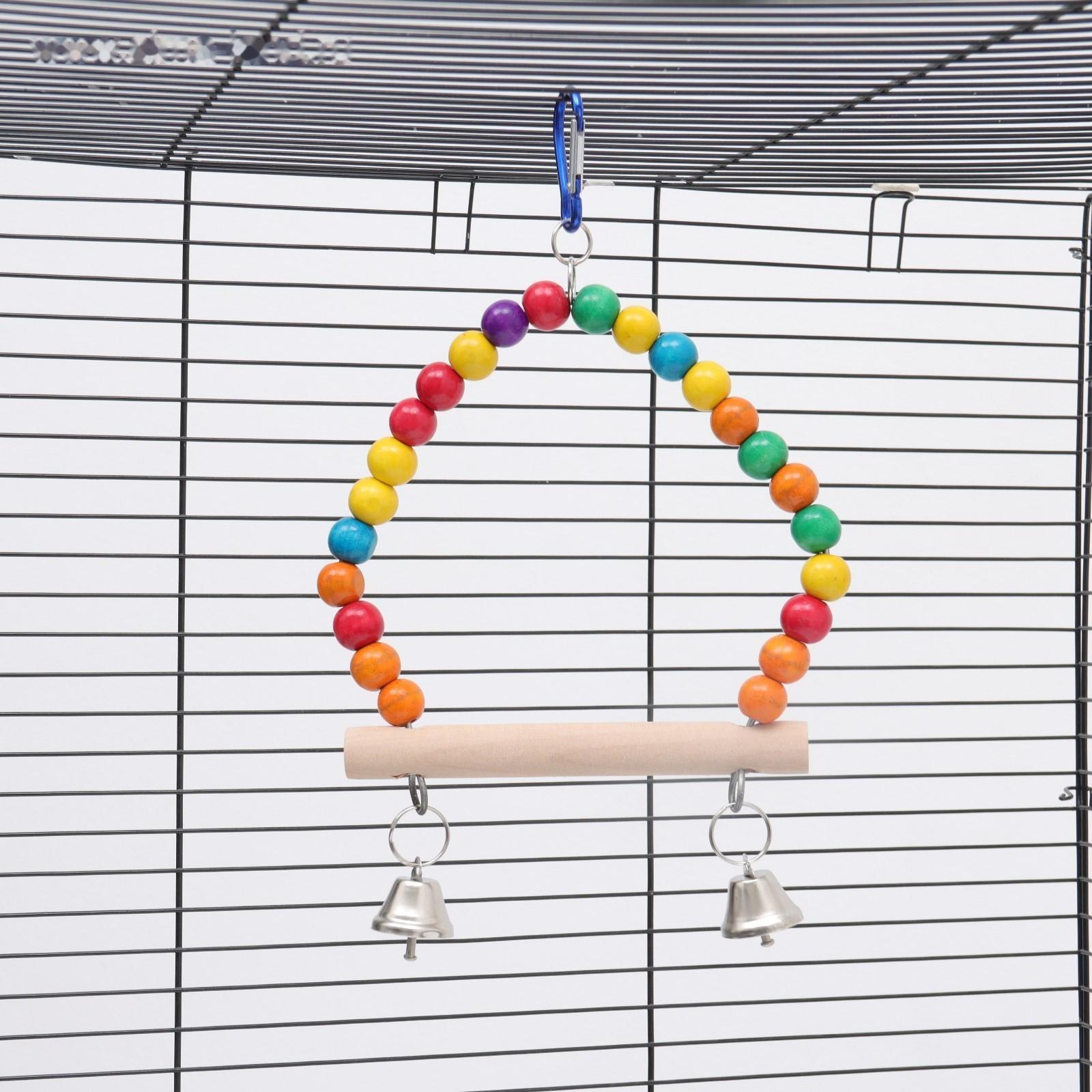 Качели для птиц с деревянной жердочкой 15 х 24 см, микс цветов