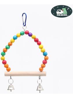 Качели для птиц с деревянной жердочкой 15 х 24 см, микс цветов