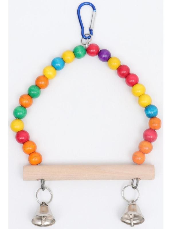 Качели для птиц с деревянной жердочкой 15 х 24 см, микс цветов