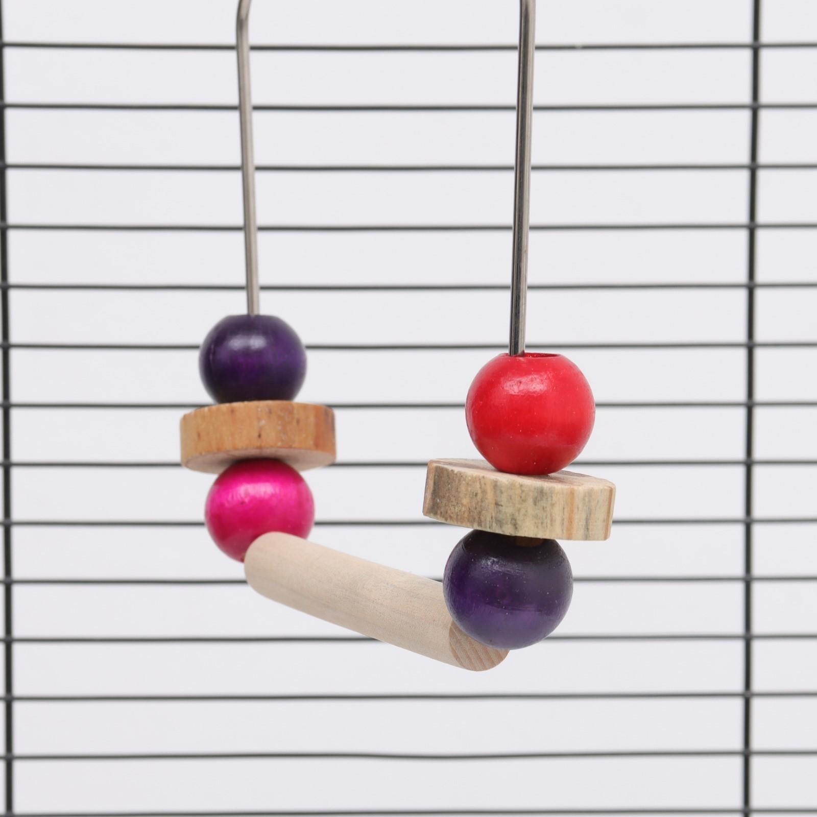 Качели для птиц с деревянной жердочкой 15 х 30 см, микс цветов