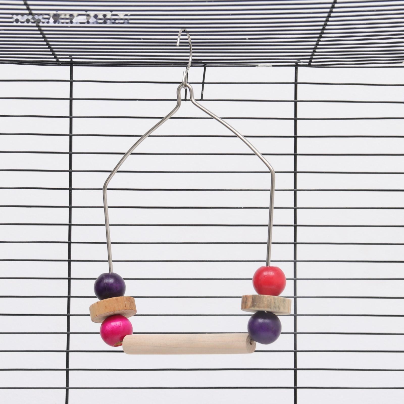 Качели для птиц с деревянной жердочкой 15 х 30 см, микс цветов