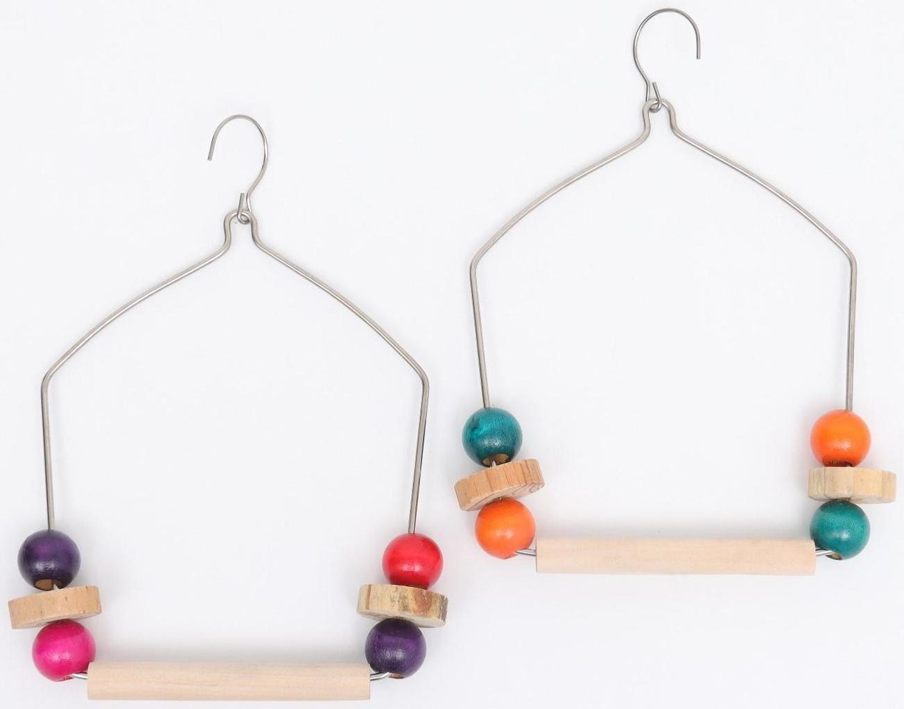 Качели для птиц с деревянной жердочкой 15 х 30 см, микс цветов