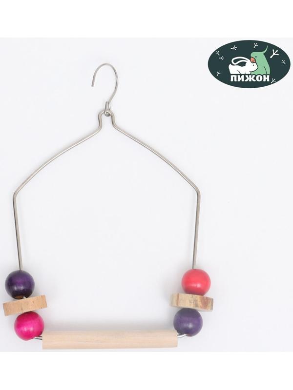 Качели для птиц с деревянной жердочкой 15 х 30 см, микс цветов