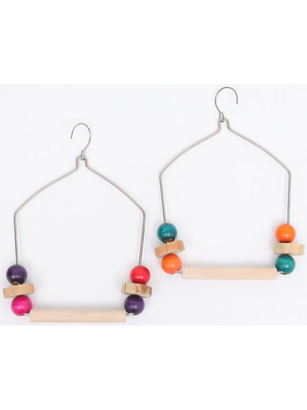 Качели для птиц с деревянной жердочкой 15 х 30 см, микс цветов