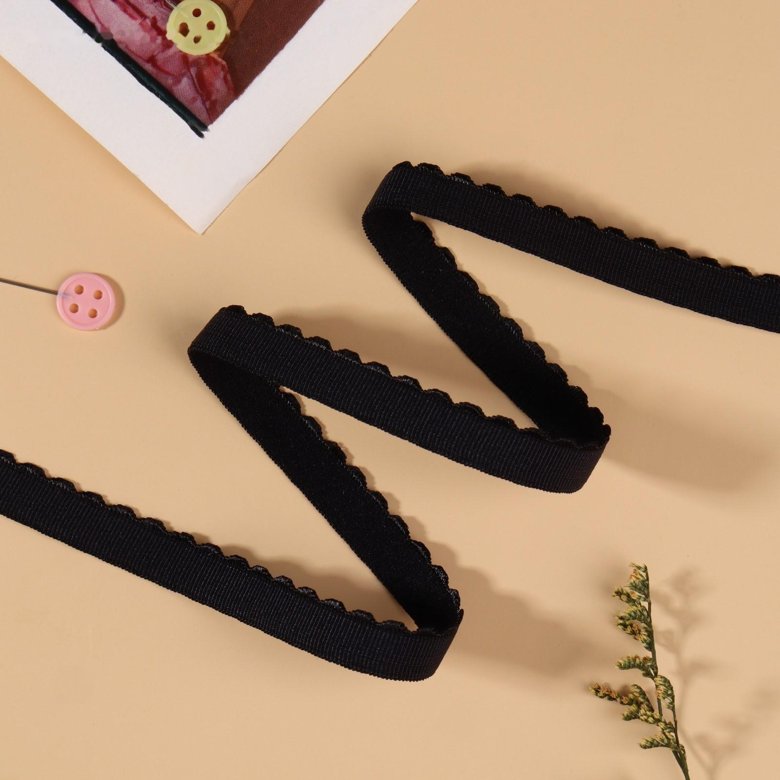 Резинка для бретелей, ажурная, 10 мм, 10 ± 0,5 м, цвет чёрный