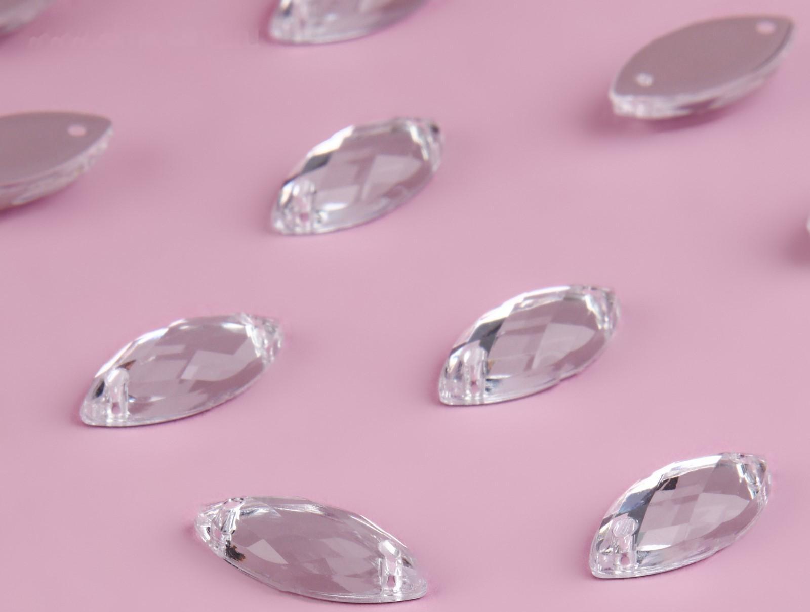 Стразы пришивные «Лепесток», из органического стекла, 7 × 15 мм, 50 шт, цвет белый