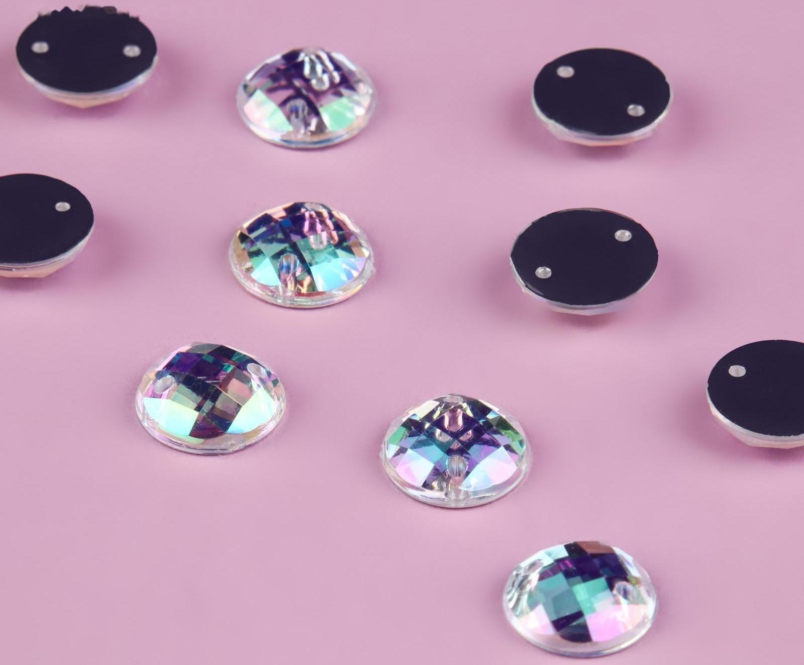 Стразы пришивные «Круг», из органического стекла, с голографией, d = 10 мм, 50 шт