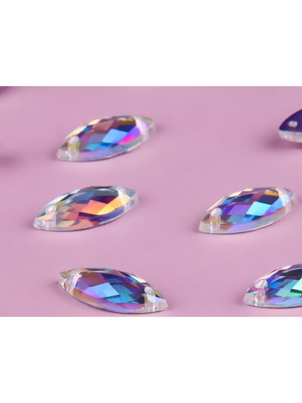 Стразы пришивные «Лепесток», из органического стекла, с голографией, 7 × 15 мм, 50 шт