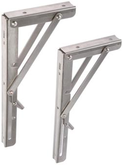 Кронштейн складной для столов и полок ТУНДРА, 2 шт., длина 250 мм, нержавеющая сталь
