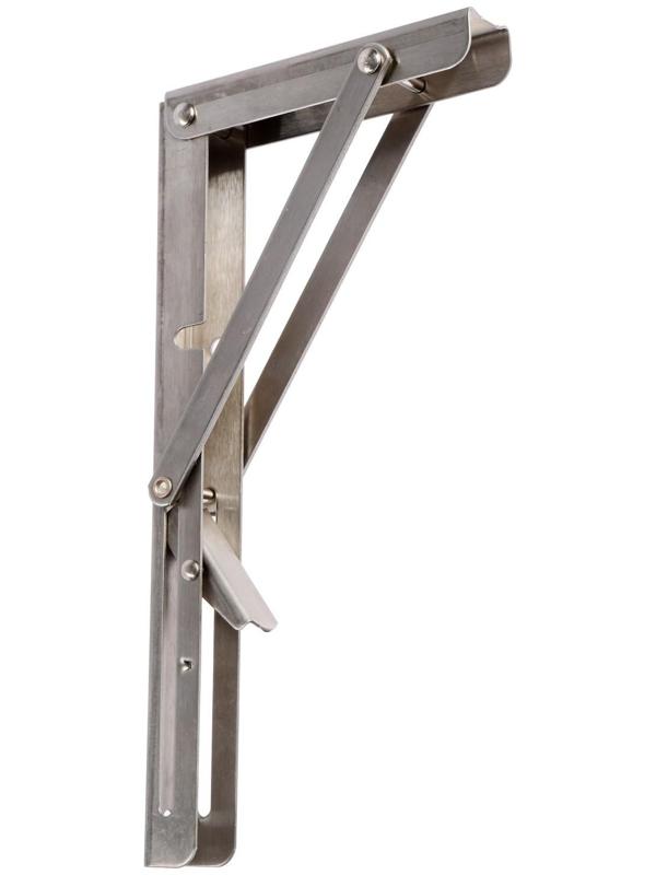 Кронштейн складной для столов и полок ТУНДРА, 2 шт., длина 250 мм, нержавеющая сталь