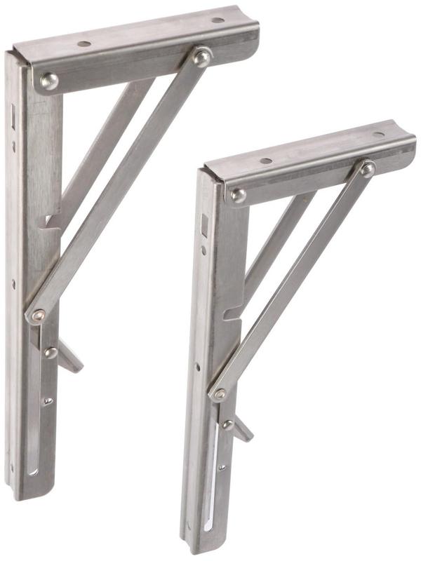 Кронштейн складной для столов и полок ТУНДРА, 2 шт., длина 250 мм, нержавеющая сталь