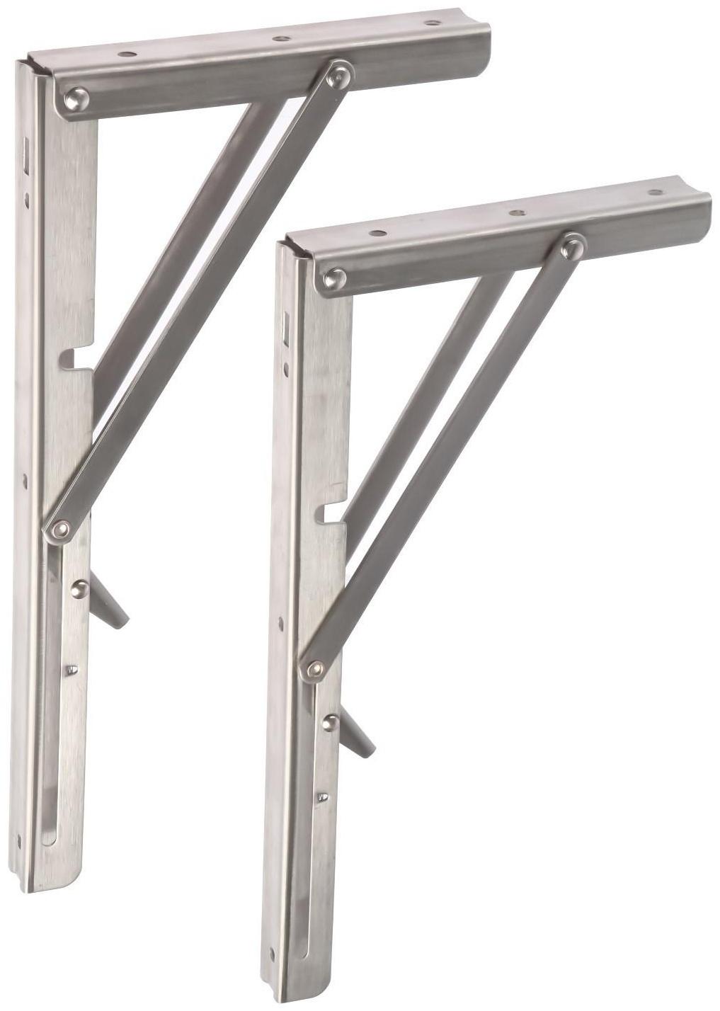 Кронштейн складной для столов и полок ТУНДРА, 2 шт., длина 300 мм, нержавеющая сталь