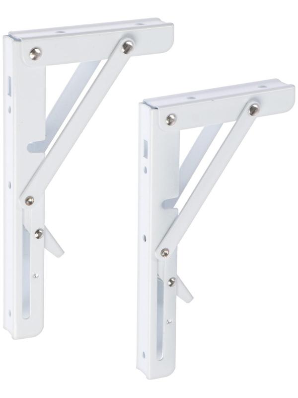 Кронштейн складной для столов и полок ТУНДРА, 2 шт., длина 200 мм, сталь, цвет белый