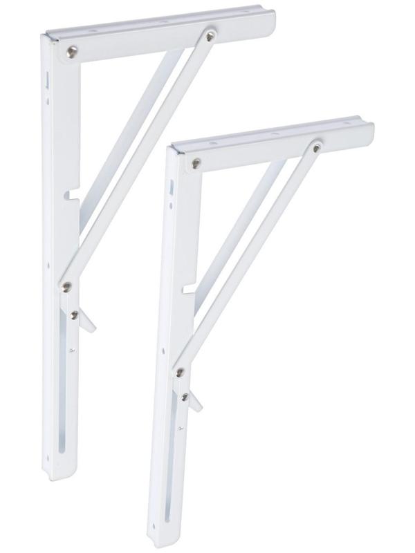 Кронштейн складной для столов и полок ТУНДРА, 2 шт., длина 350 мм, сталь, цвет белый