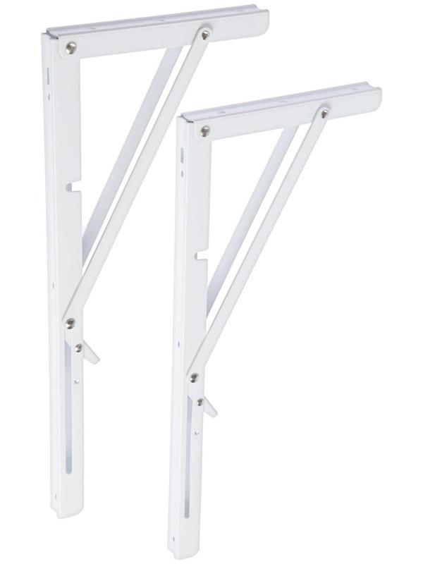 Кронштейн складной для столов и полок ТУНДРА, 2 шт., длина 400 мм, сталь, цвет белый