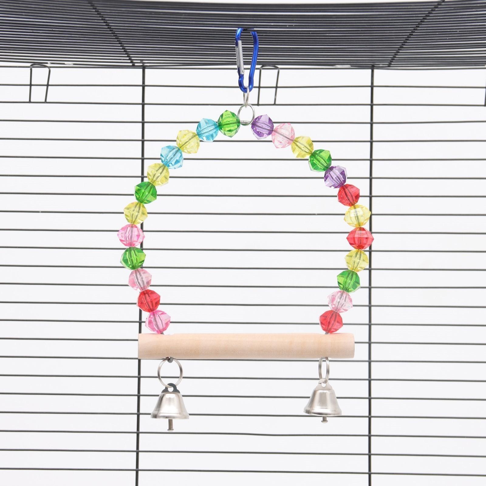 Качели для птиц с деревянной жердочкой 18 х 19 см, микс цветов