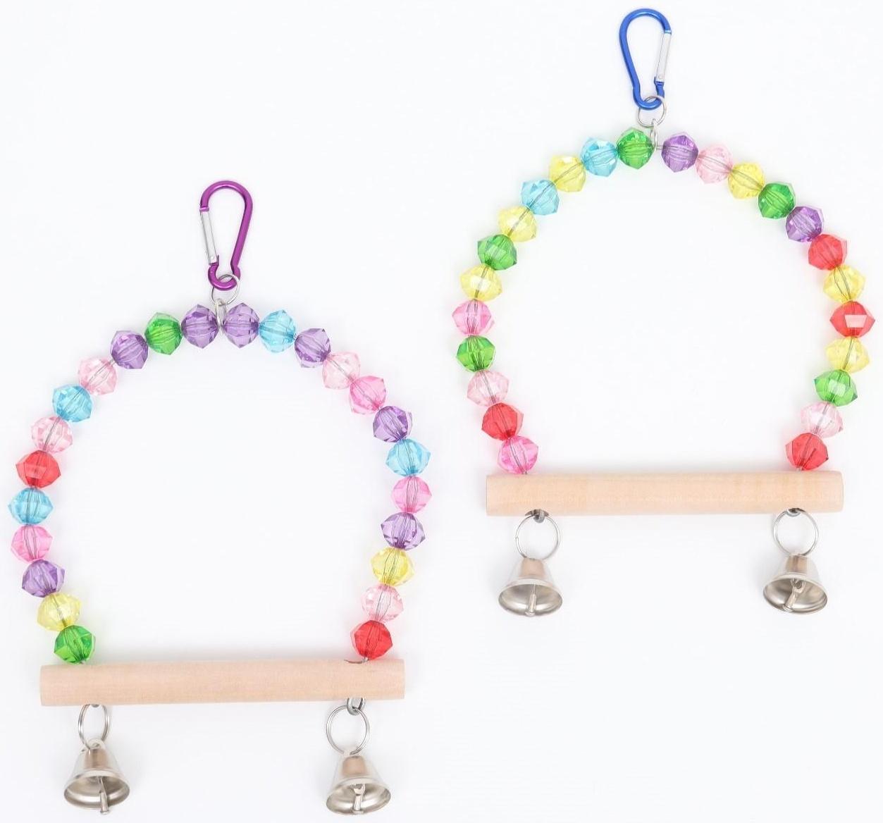 Качели для птиц с деревянной жердочкой 18 х 19 см, микс цветов