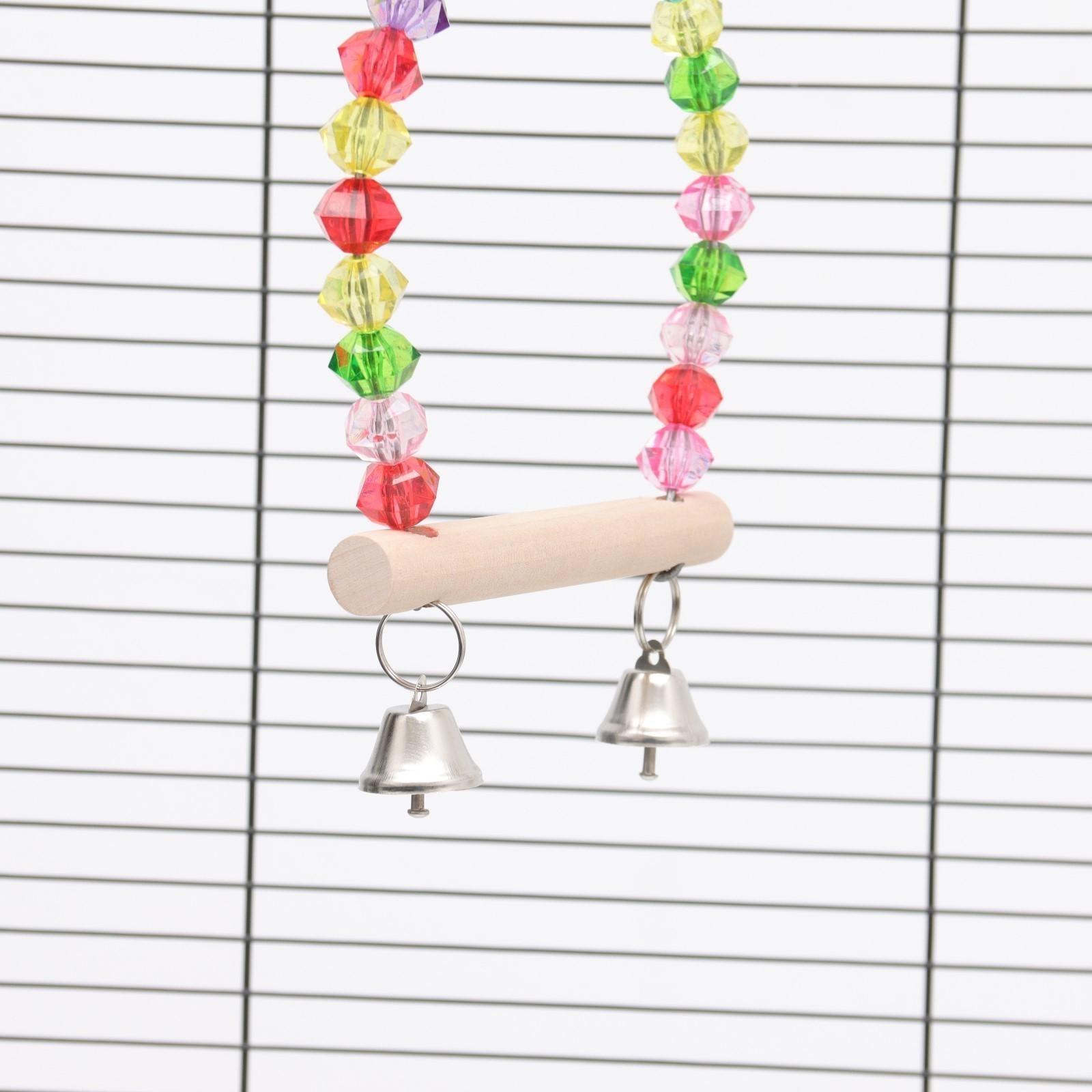 Качели для птиц с деревянной жердочкой 18 х 19 см, микс цветов