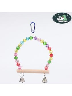 Качели для птиц с деревянной жердочкой 18 х 19 см, микс цветов