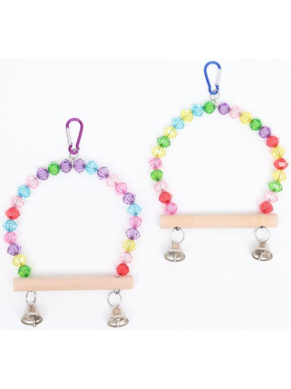 Качели для птиц с деревянной жердочкой 18 х 19 см, микс цветов