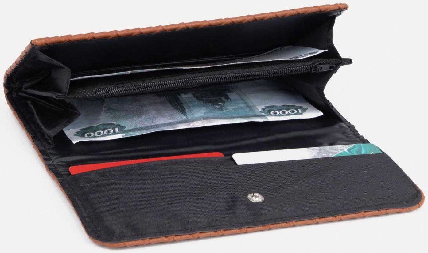 Кошелёк на кнопке, цвет коричневый