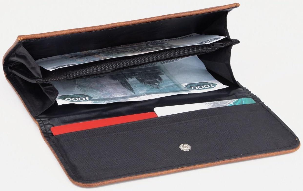 Кошелёк на кнопке, цвет коричневый