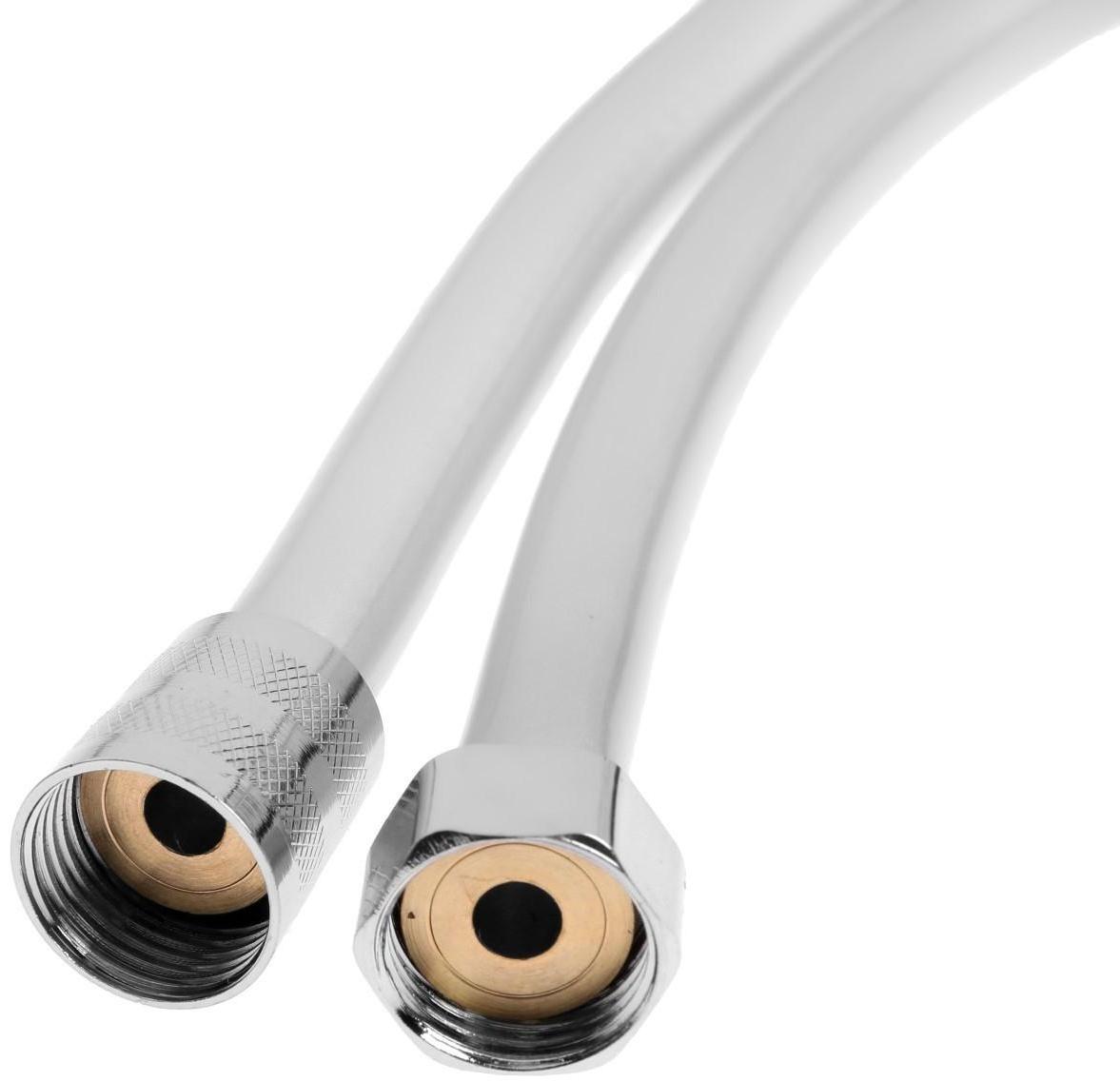 Душевой шланг ZEIN Z31PS, 150 см, гайки стальные, латунная втулка, силикон, серебристый