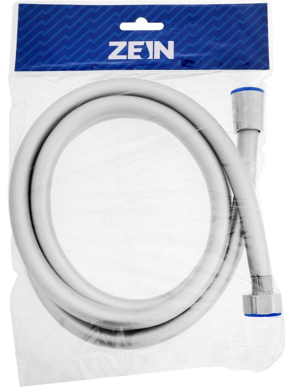 Душевой шланг ZEIN Z31PS, 150 см, гайки стальные, латунная втулка, силикон, серебристый