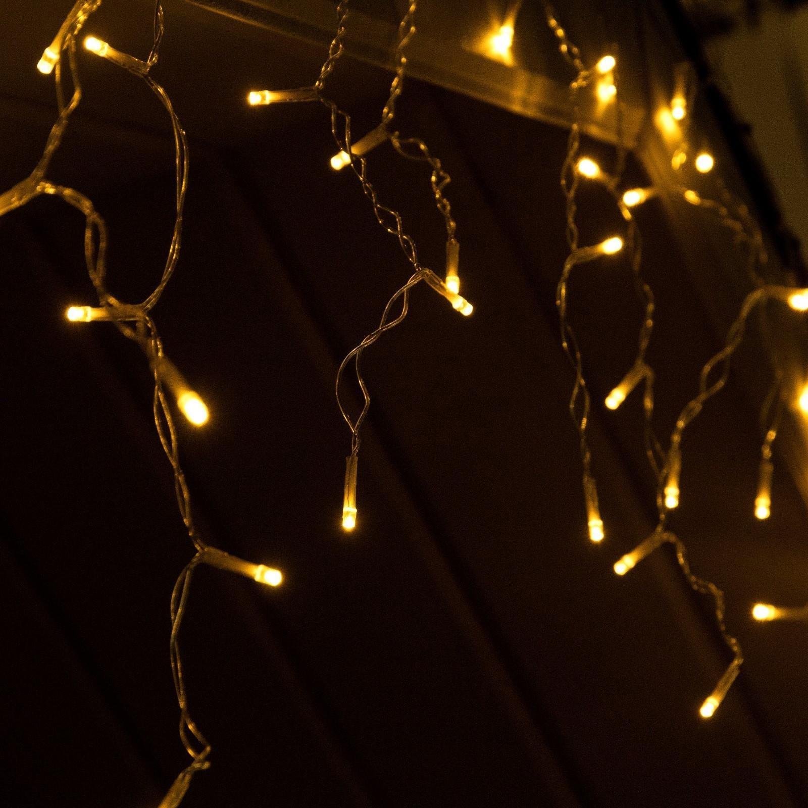 Гирлянда «Бахрома» 3 х 0.6 м, IP44, тёмная нить, 114 LED, свечение тёплое белое, 8 режимов, солнечная батарея