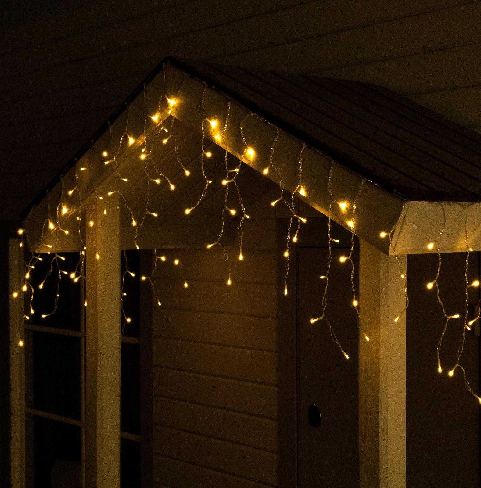 Гирлянда «Бахрома» 3 х 0.6 м, IP44, тёмная нить, 114 LED, свечение тёплое белое, 8 режимов, солнечная батарея