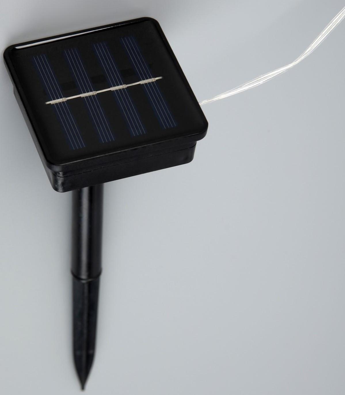 Гирлянда «Бахрома» 3 х 0.6 м, IP44, тёмная нить, 114 LED, свечение тёплое белое, 8 режимов, солнечная батарея