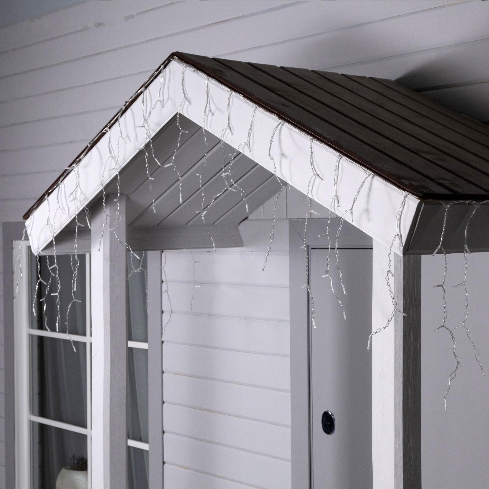 Гирлянда «Бахрома» 3 х 0.6 м, IP44, тёмная нить, 114 LED, свечение тёплое белое, 8 режимов, солнечная батарея