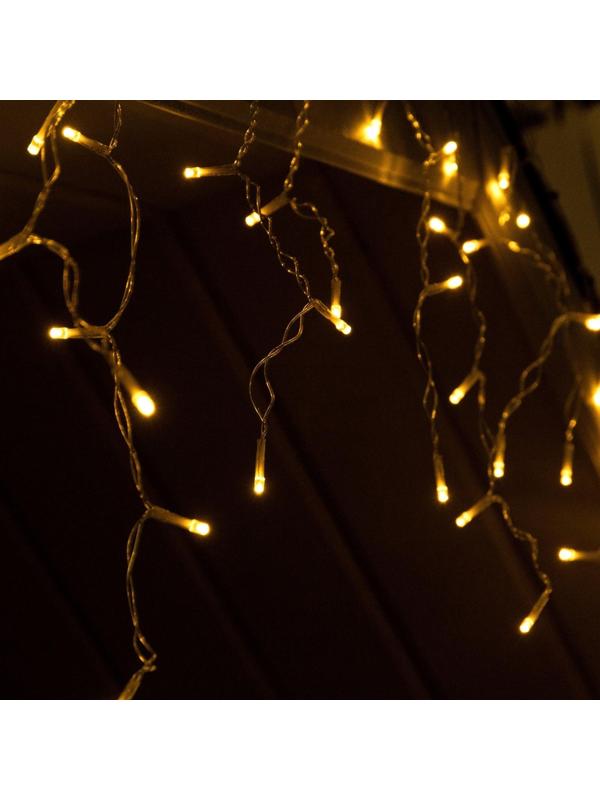 Гирлянда «Бахрома» 3 х 0.6 м, IP44, тёмная нить, 114 LED, свечение тёплое белое, 8 режимов, солнечная батарея