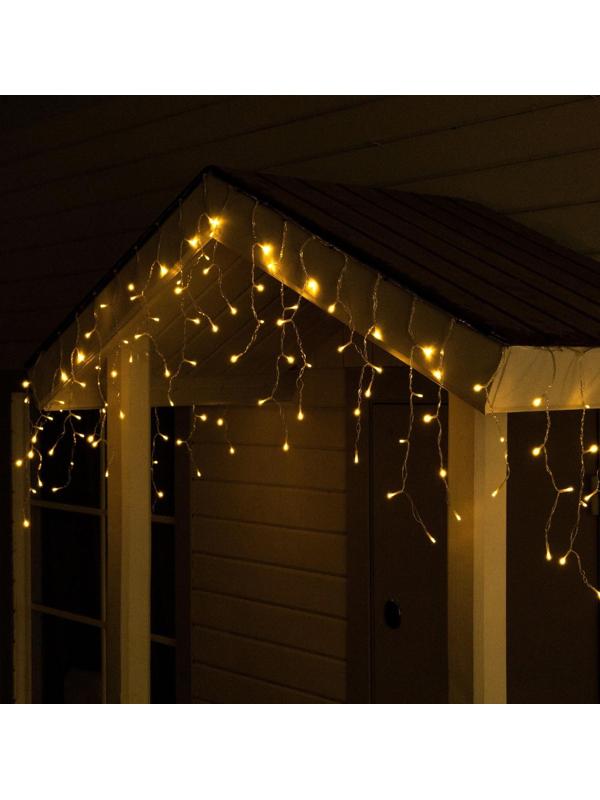 Гирлянда «Бахрома» 3 х 0.6 м, IP44, тёмная нить, 114 LED, свечение тёплое белое, 8 режимов, солнечная батарея