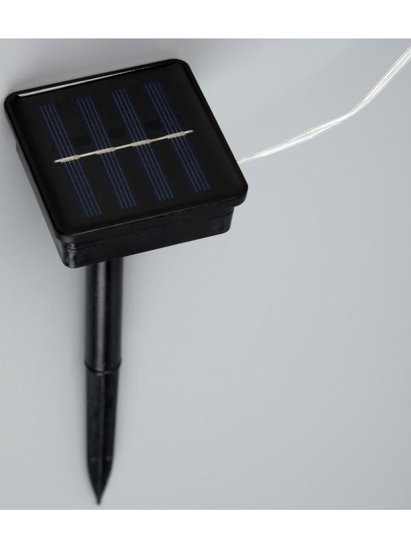 Гирлянда «Бахрома» 3 х 0.6 м, IP44, тёмная нить, 114 LED, свечение тёплое белое, 8 режимов, солнечная батарея