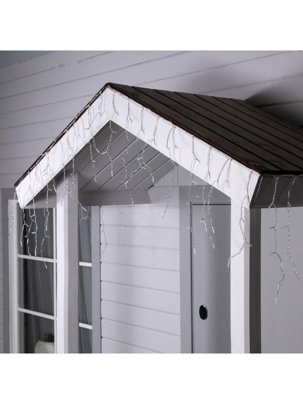 Гирлянда «Бахрома» 3 х 0.6 м, IP44, тёмная нить, 114 LED, свечение тёплое белое, 8 режимов, солнечная батарея