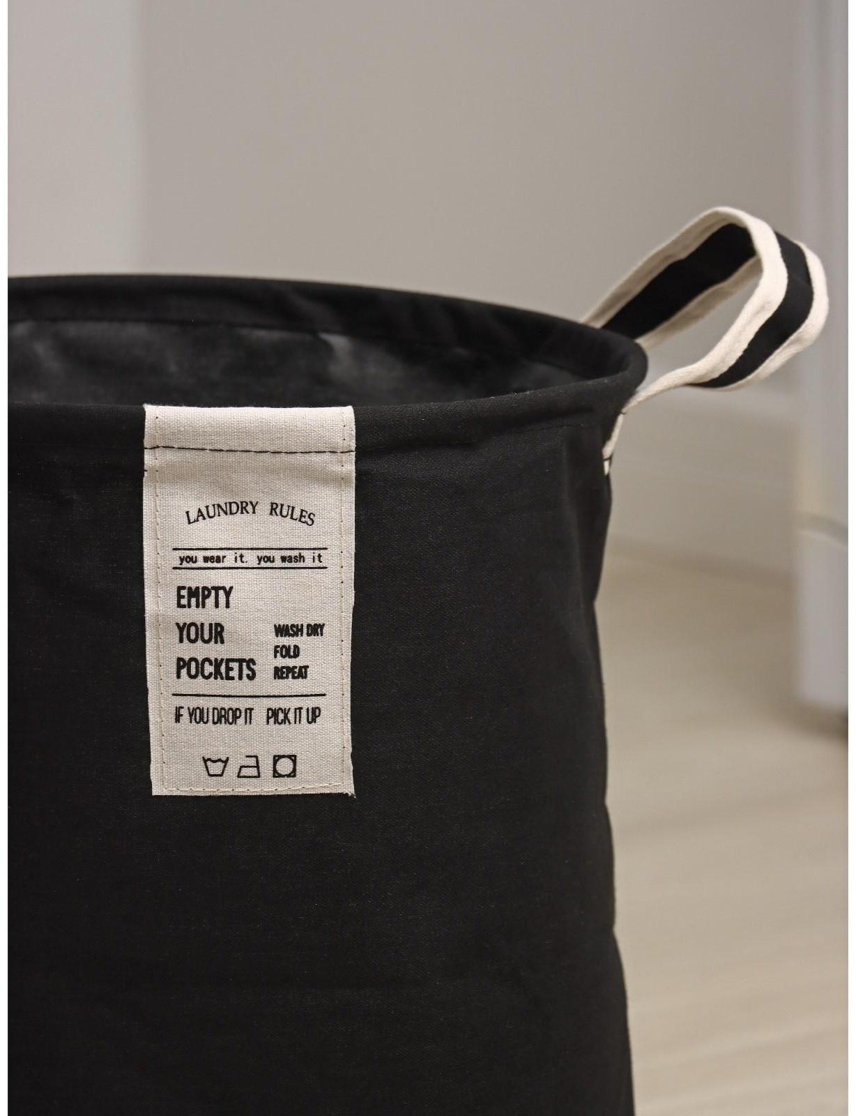 Корзина для белья круглая Доляна Laundry, 35×45 см, цвет чёрный