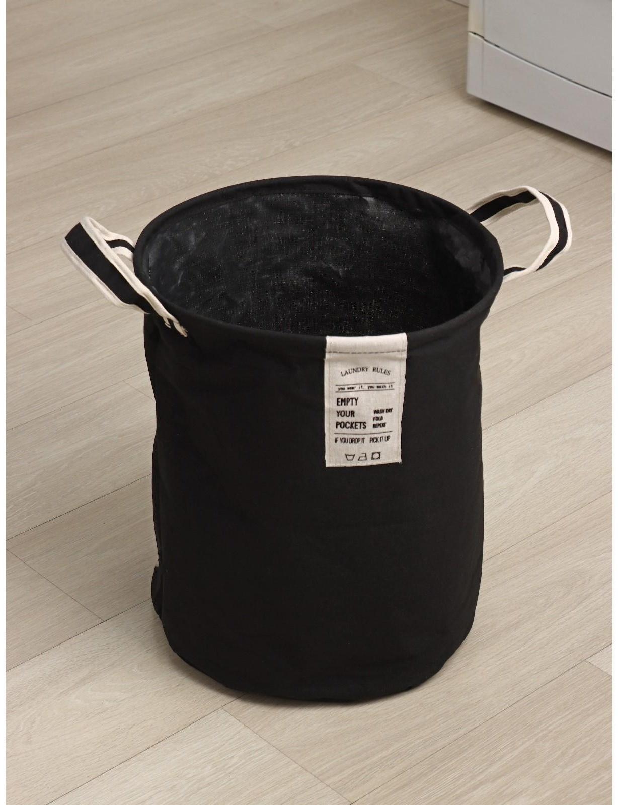 Корзина для белья круглая Доляна Laundry, 35×45 см, цвет чёрный
