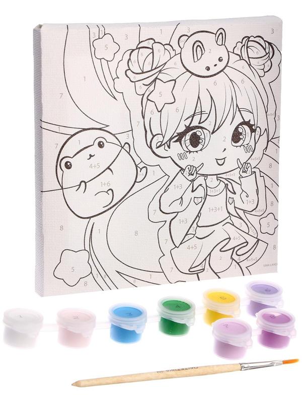 Картина по номерам «Зеленоглазая девочка», 15х15 см